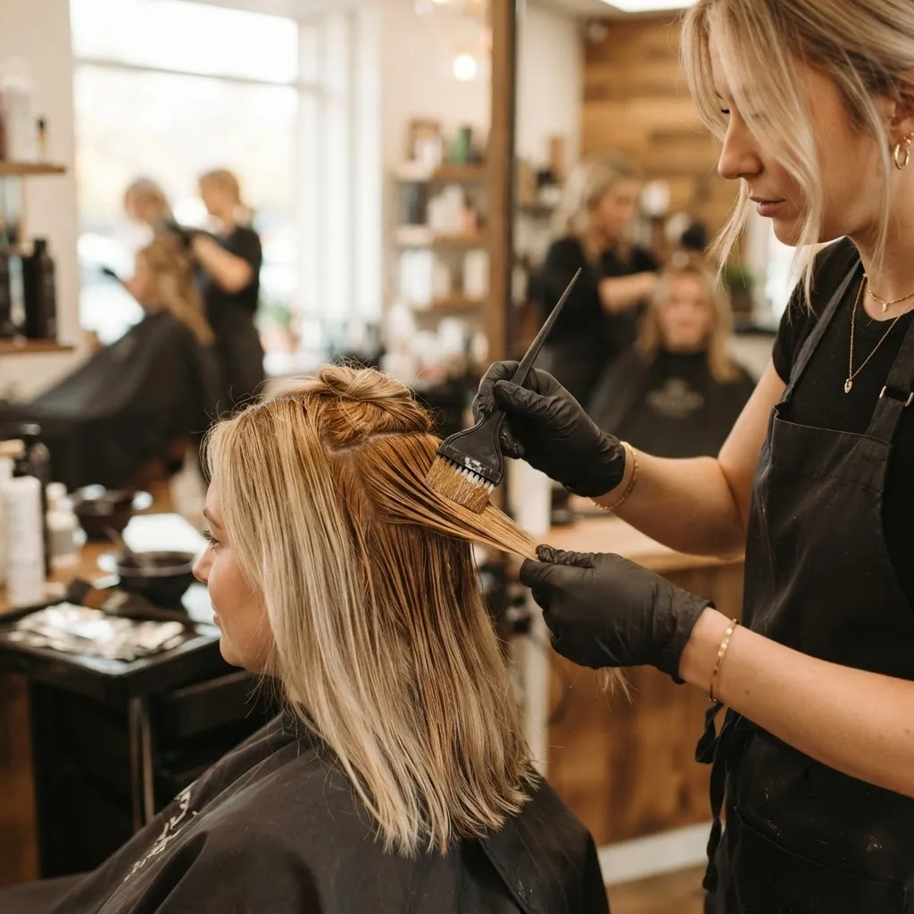 Hair colour treatment in the salon
